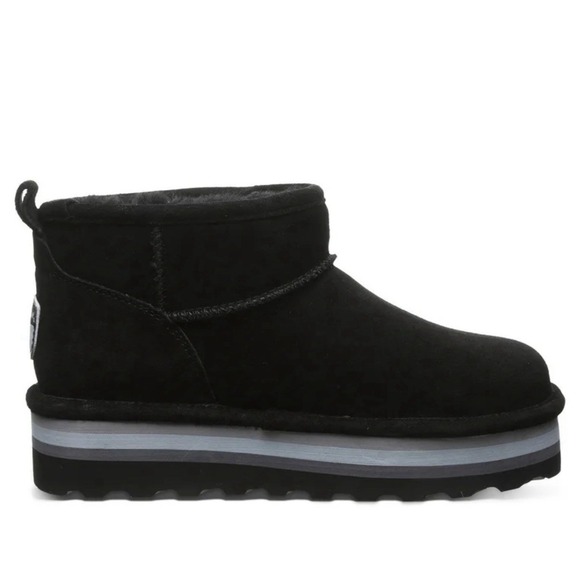 Bearpaw Ankle Boot Retro Shorty Bootie Shoe‎ Slip On Black Suede Womens 8 New